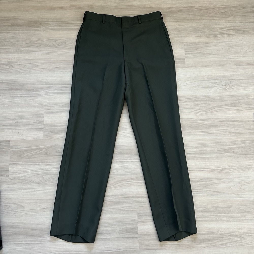 Vtg Patriot Green Uniform Dress Pants Pleated Polyester Military/Service Pants